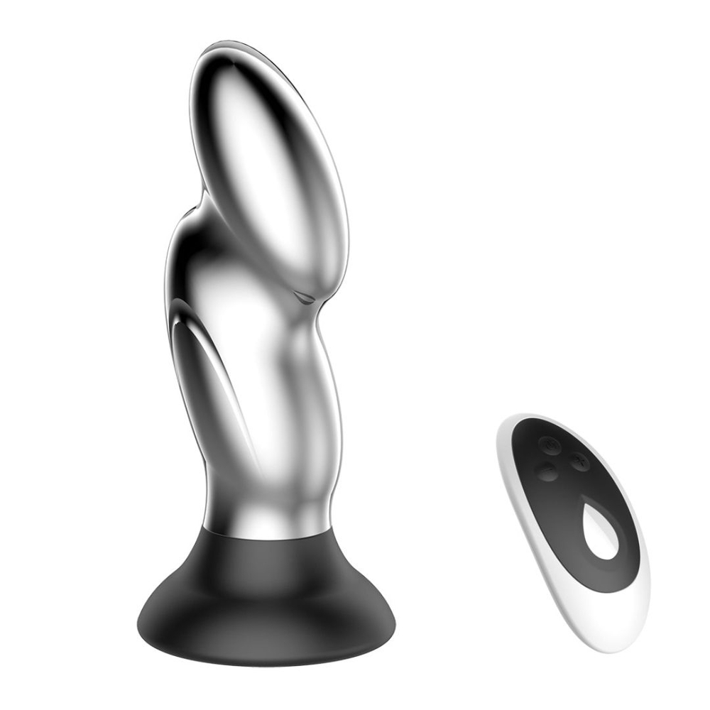 Plug Anal Fingertip Metal Com Ventosa Recarregável Com 10 Modos De Vibração Vibe Toys