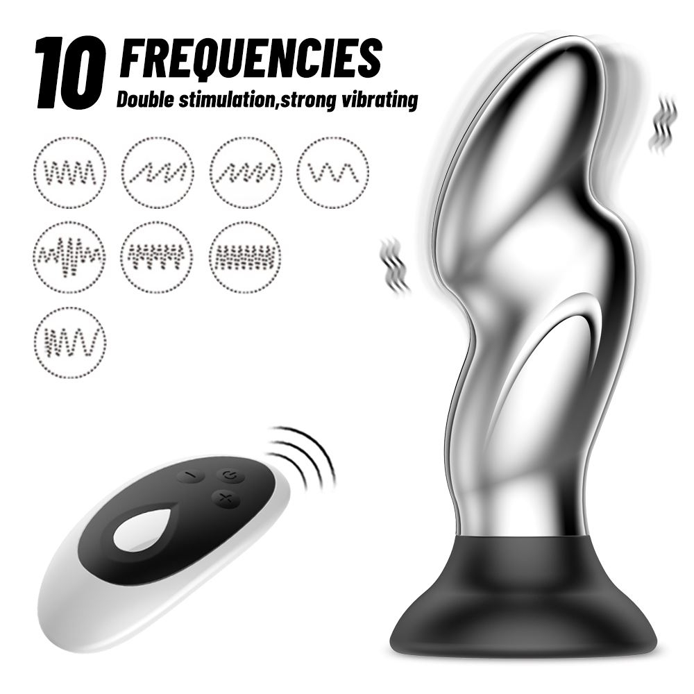 Plug Anal Fingertip Metal Com Ventosa Recarregável Com 10 Modos De Vibração Vibe Toys
