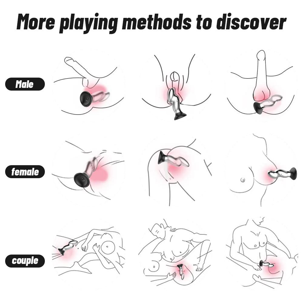 Plug Anal Fingertip Metal Com Ventosa Recarregável Com 10 Modos De Vibração Vibe Toys