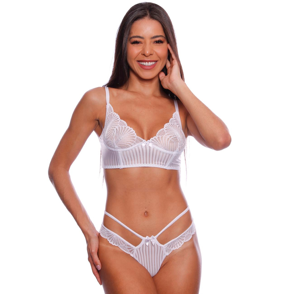 Conjunto Delírio Tule Listrado Com Aro Patitex