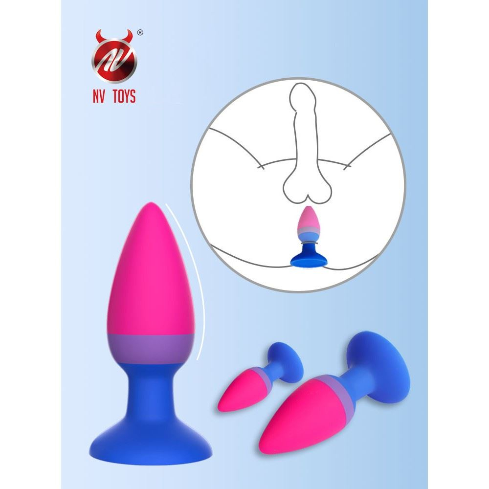 Kit Plug Anal De Silicone Com Ventosa Nv Toys