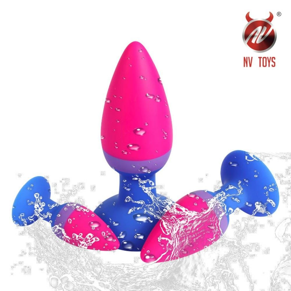 Kit Plug Anal De Silicone Com Ventosa Nv Toys