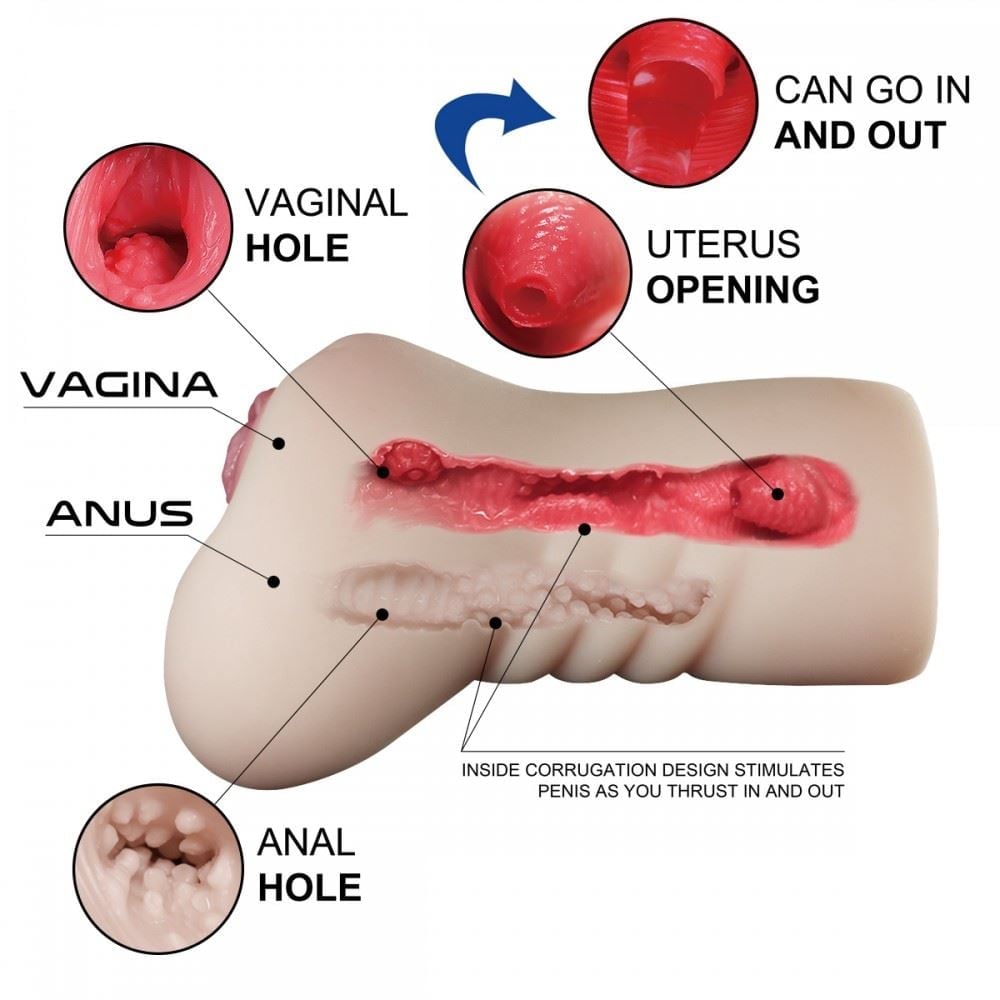 Masturbador Masculino Realista Com Vagina útero E ânus Crazy Lion