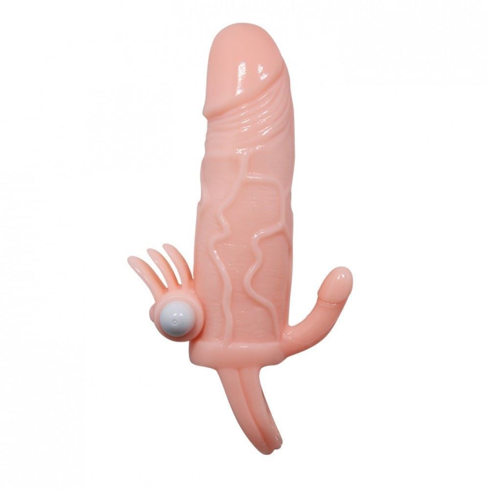 Capa Peniana Com Extensor De 4cm E Anel Para Escroto Com Estimulador E Capsula Vibratória