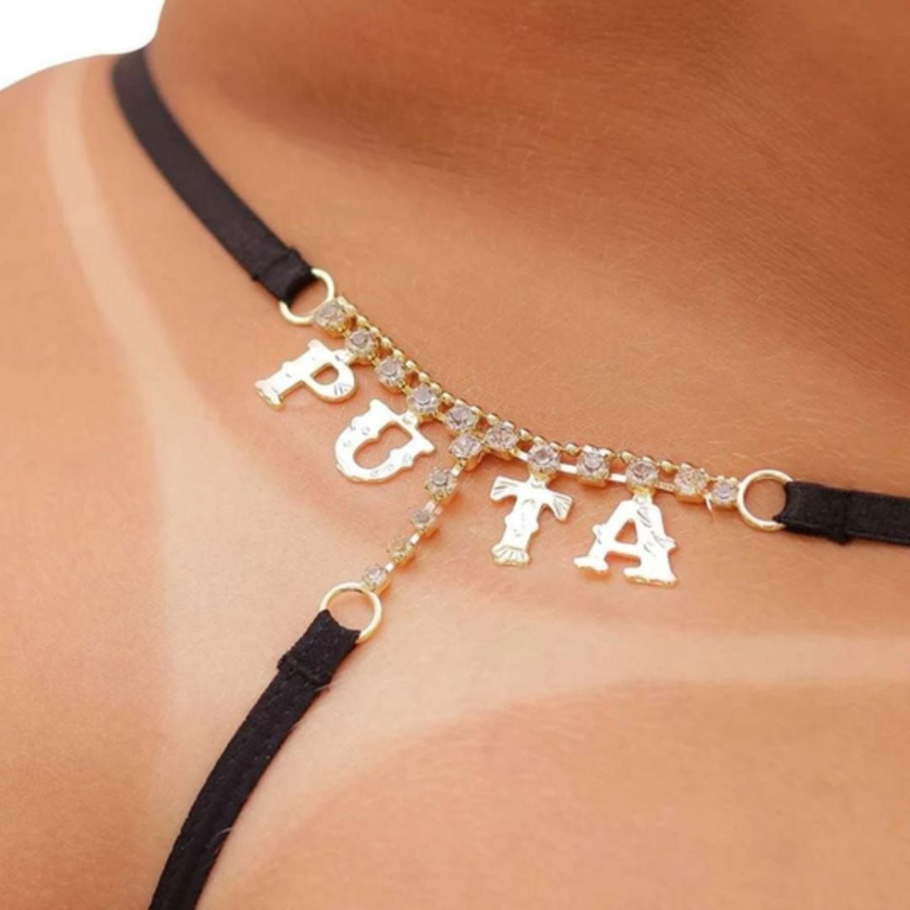 Calcinha Tailandesa Com Strass Puta Tallyta Moda Apimentada