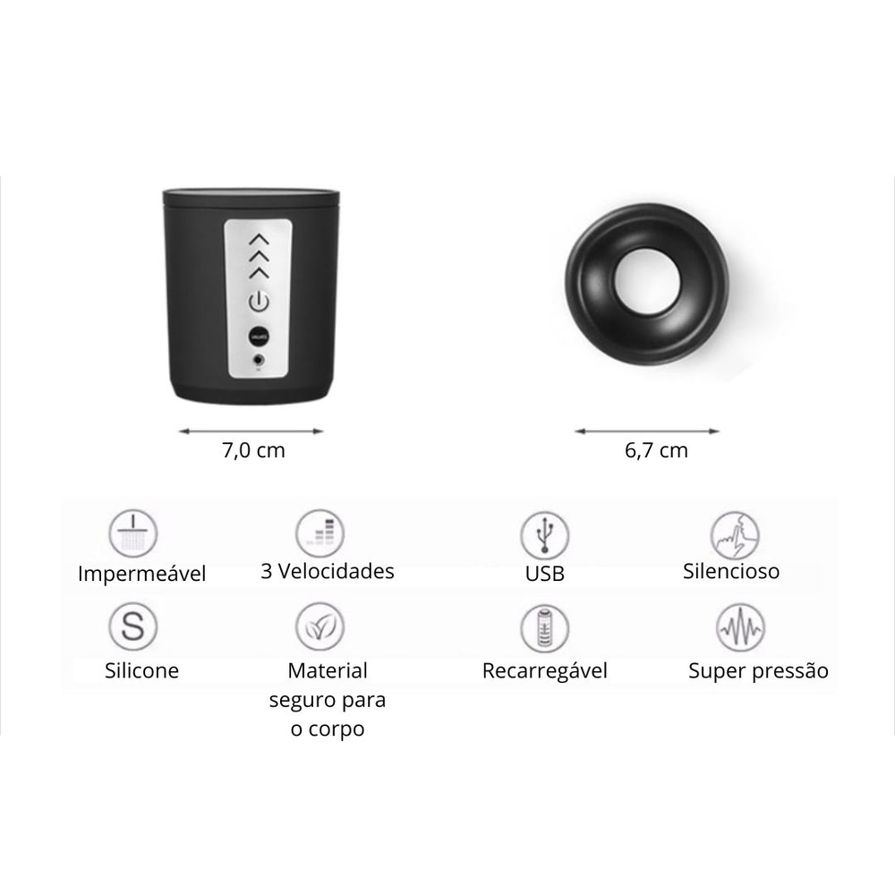Bomba Peniana Elétrica Flexível Com 3 Intensidades De Sucção Pocket Pump