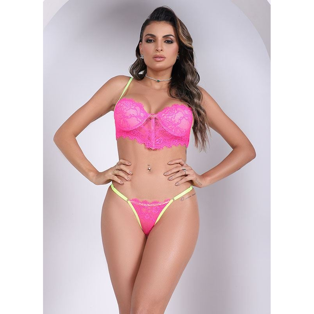 Conjunto Luiza Cropped Neon Com Bojo Tallyta Moda Apimentada