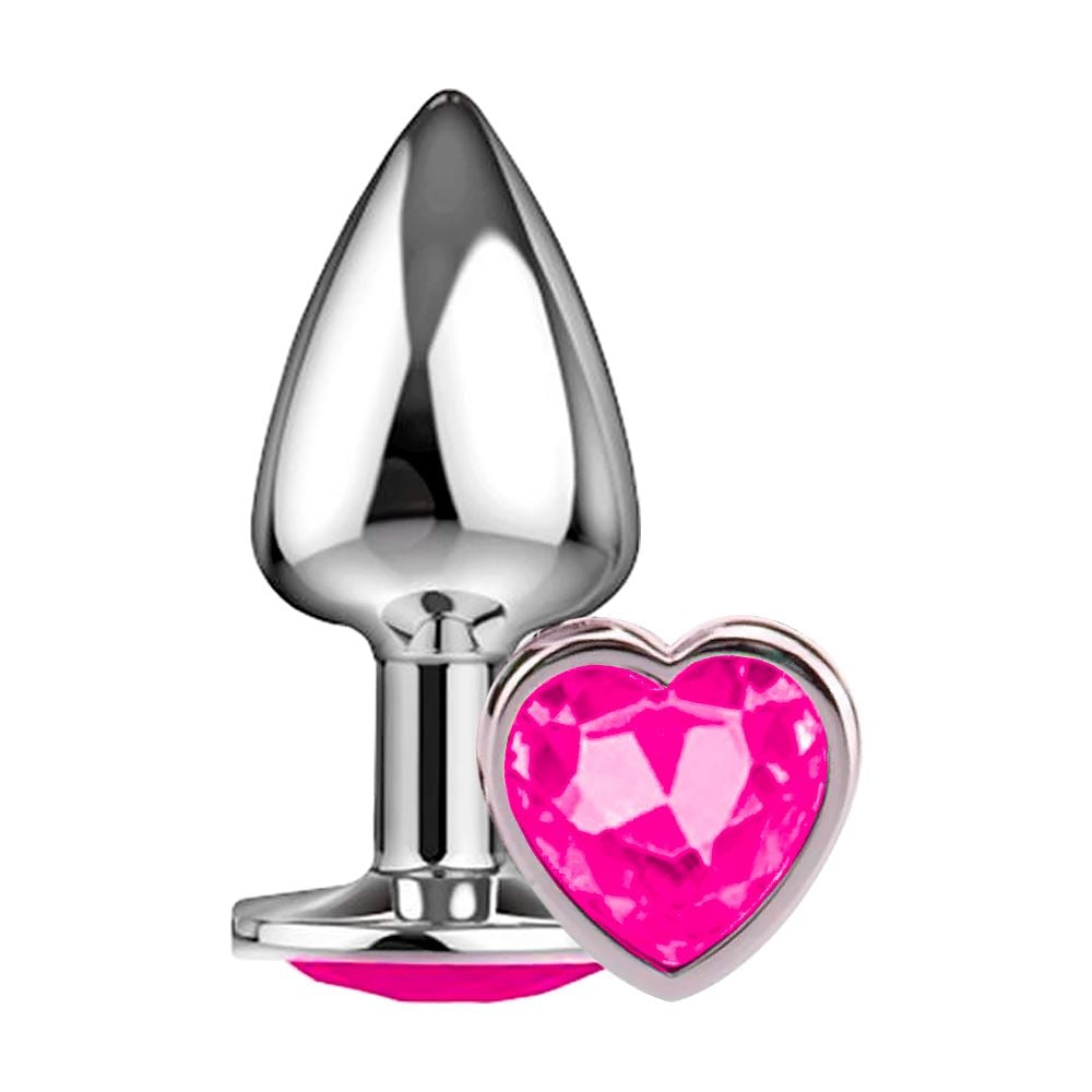 Plug Anal Metalizado Com Pedra Formato De Coração Delicious