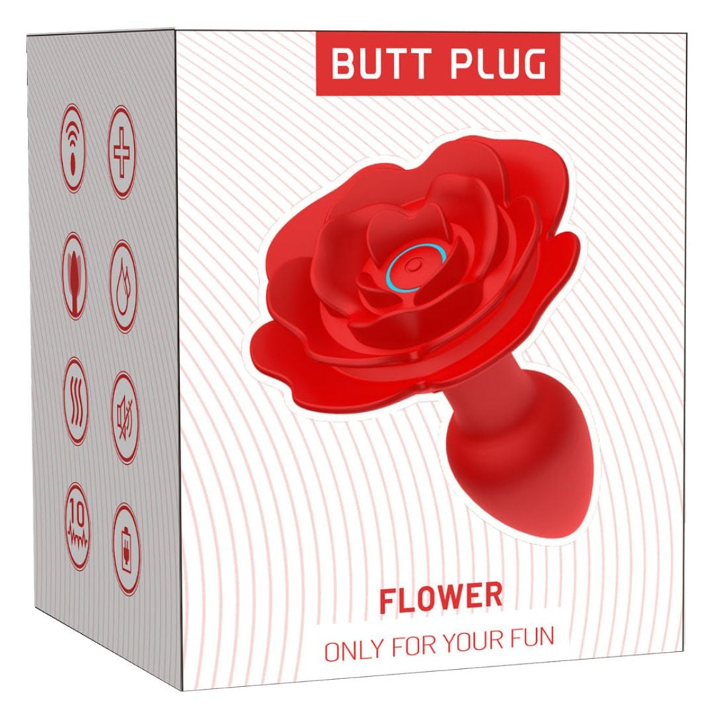 Plug Anal Flower Em Silicone 10 Modos De Vibração E Rotação