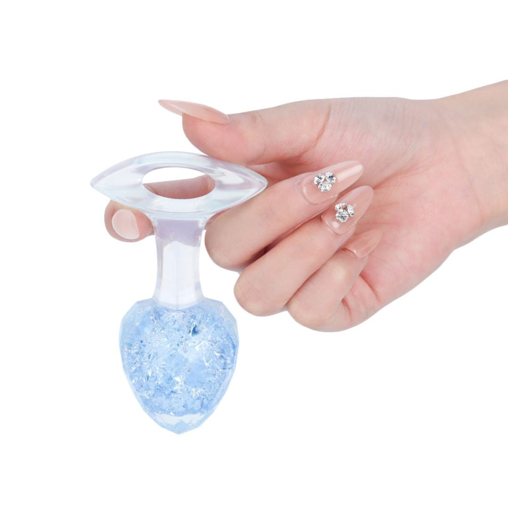Plug Anal Diamante Médio Em Silicone Com Esfera De Vidro Interno