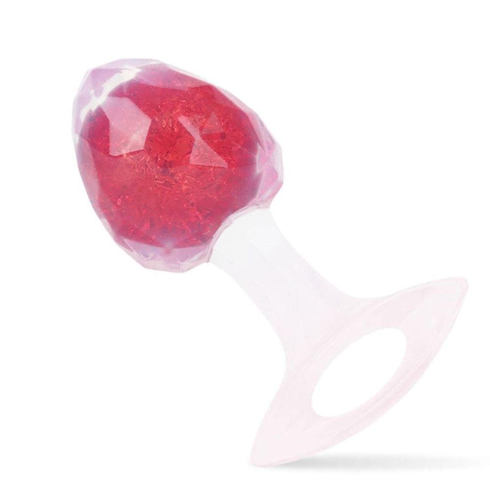 Plug Anal Diamante Médio Em Silicone Com Esfera De Vidro Interno