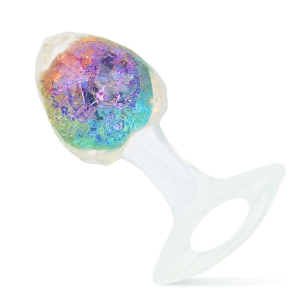 Plug Anal Diamante Médio Em Silicone Com Esfera De Vidro Interno