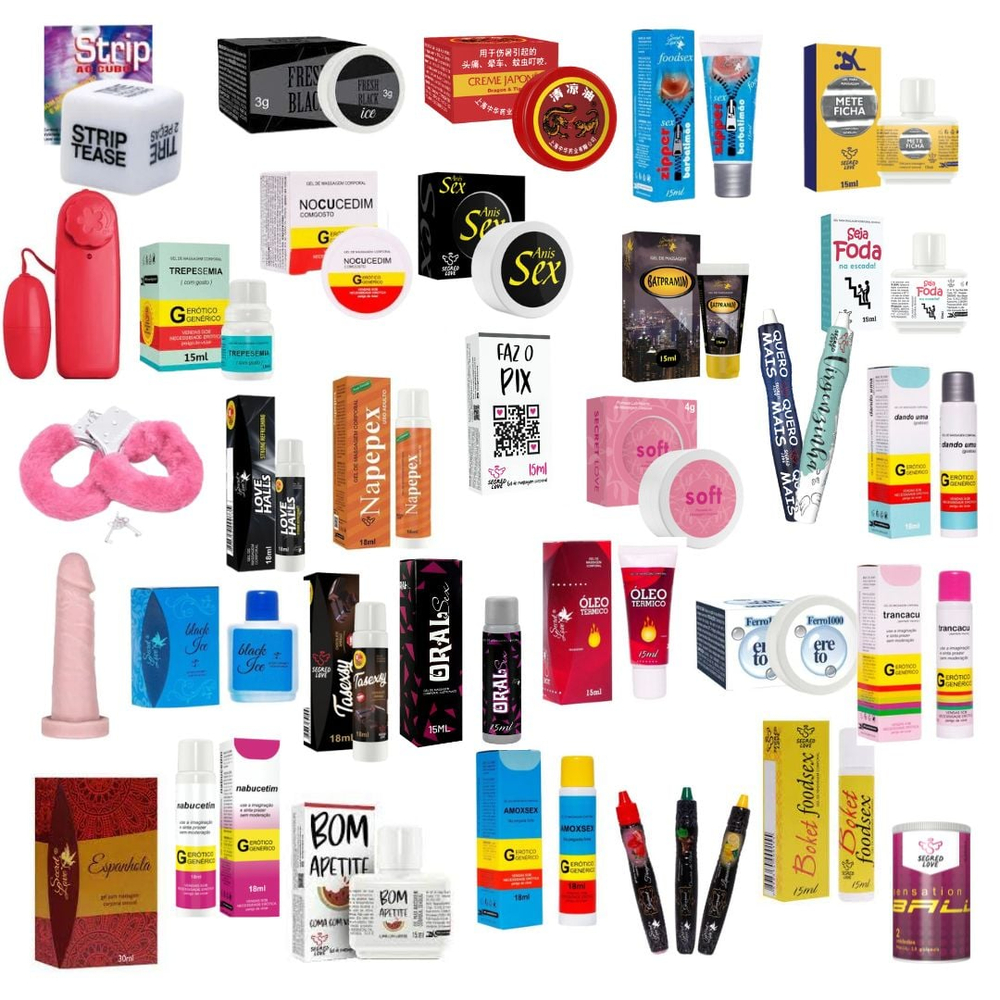 Kit Sex Shop O Prazer é Todo Seu 40 Itens Segred Love