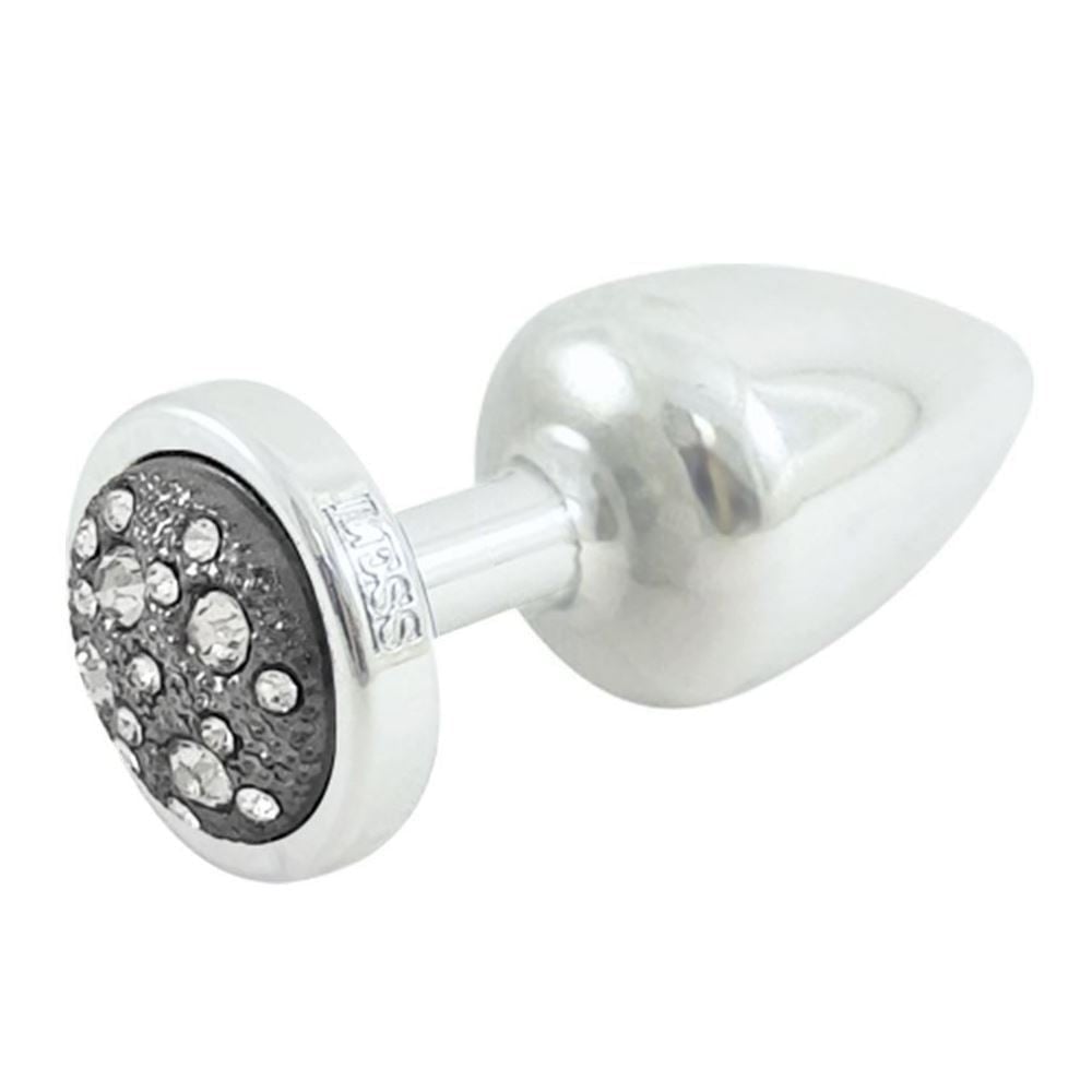 Plug Anal Less Cromado Pequeno Com Pedra Cravejada Hard