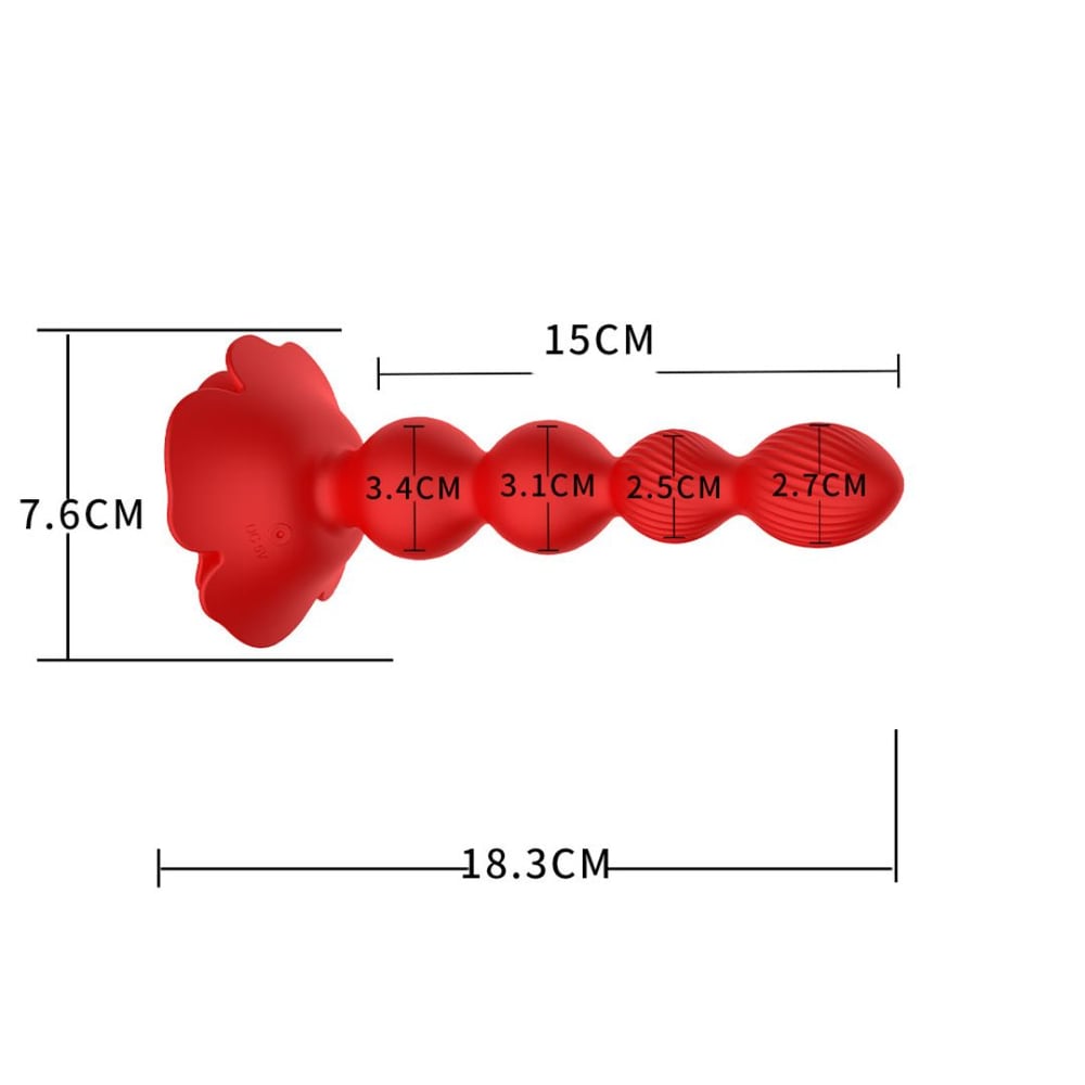 Plug Anal Escalonado Flower Em Silicone 10 Modos De Vibração E Rotação