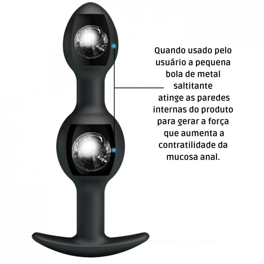 Plug Anal Silicone Com Esferas Massageadoras 12,5 X 2,3cm Pretty Love
