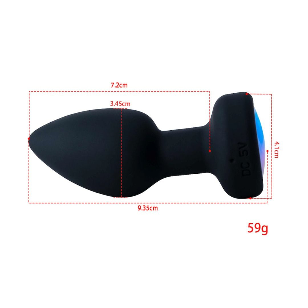 Plug Anal Em Silicone Com Led 10 Modos De Vibração E Rotação