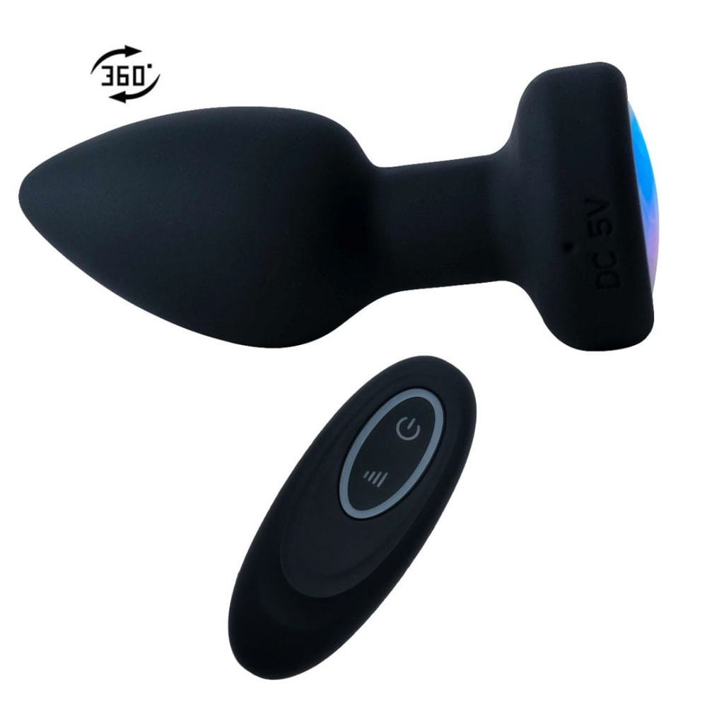 Plug Anal Em Silicone Com Led 10 Modos De Vibração E Rotação