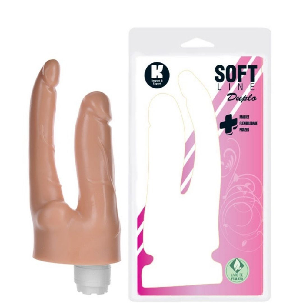 Prótese Dupla Soft Line Com Vibração Multivelocidade Ktoy
