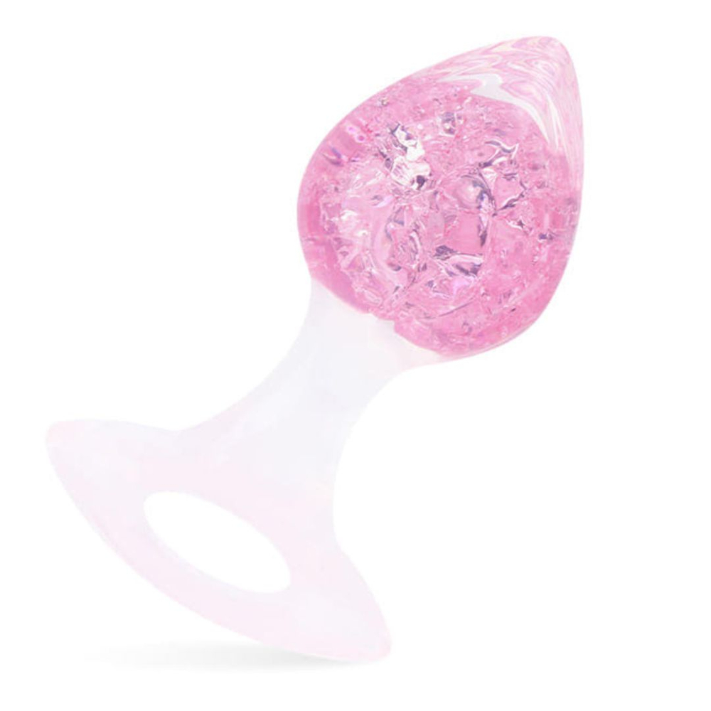 Plug Anal Coração Médio Em Silicone Com Esfera De Vidro Interno