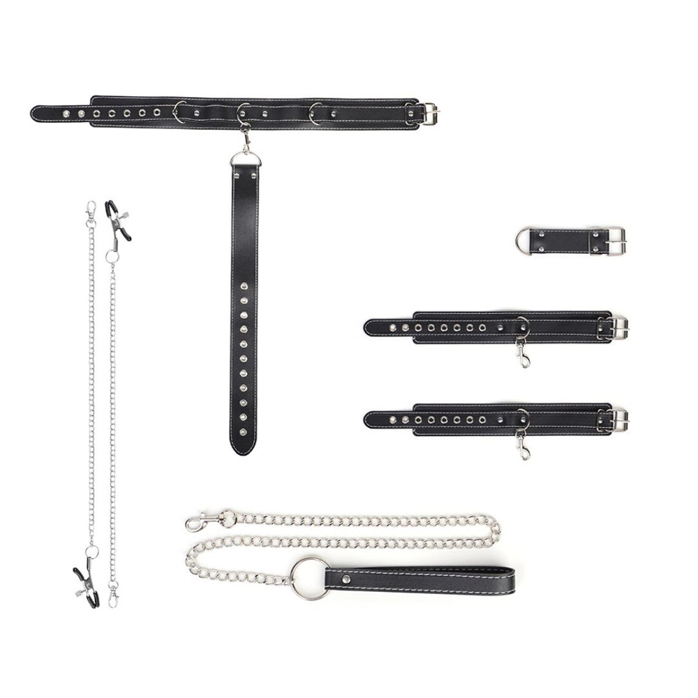 Kit Bondage Com Corrente De Tração E Guia Com Coleira Vibe Toys