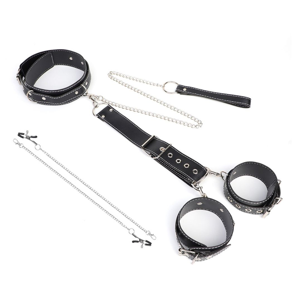 Kit Bondage Com Corrente De Tração E Guia Com Coleira Vibe Toys