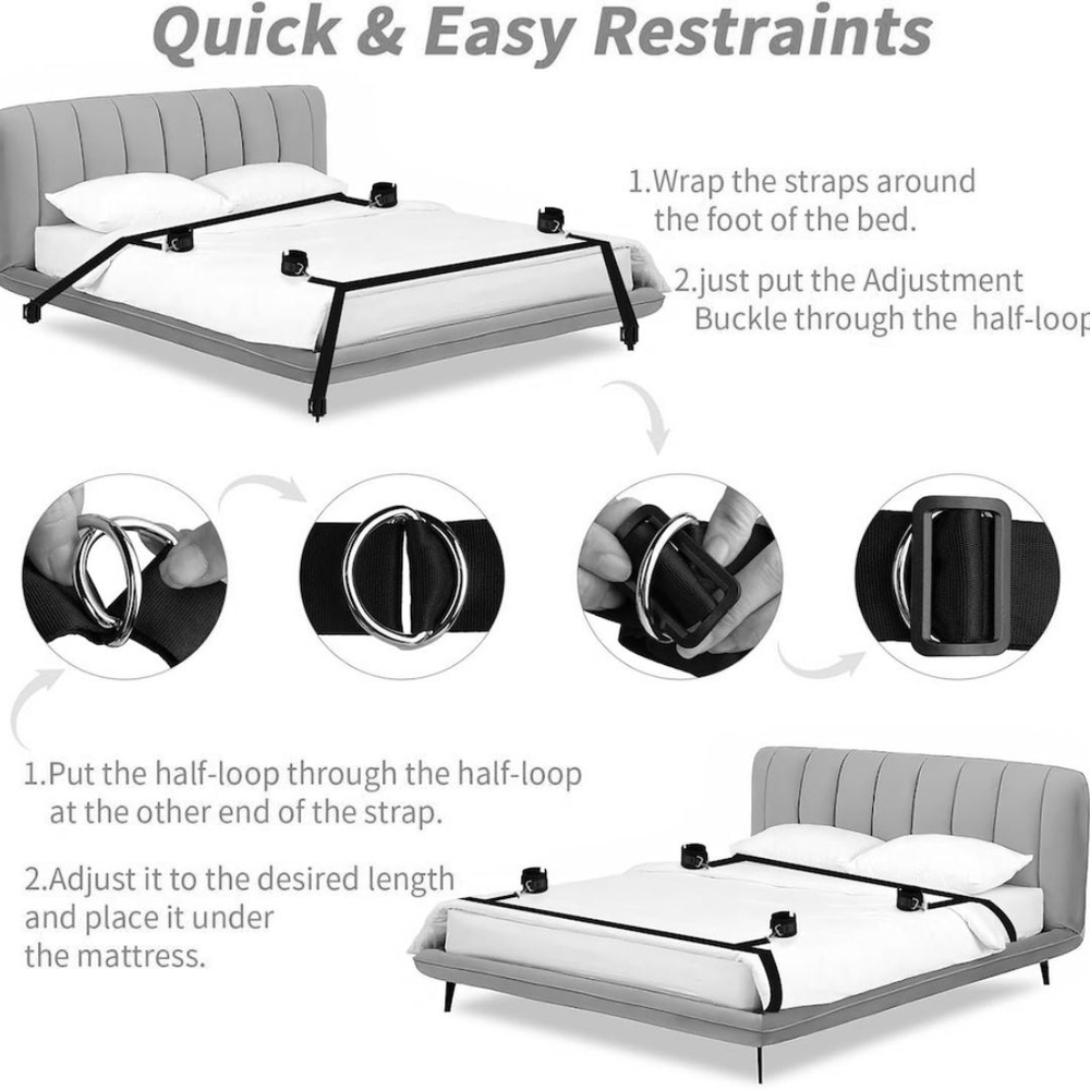 Kit Bondage Para Cama Com Algemas Ajustáveis Vibe Toys