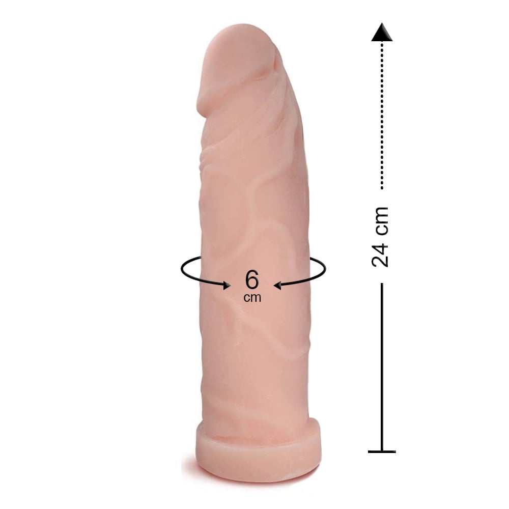Pênis Gigante Em Cyberskin 24 X 6cm Linha Pura Ambição Sexy Fantasy