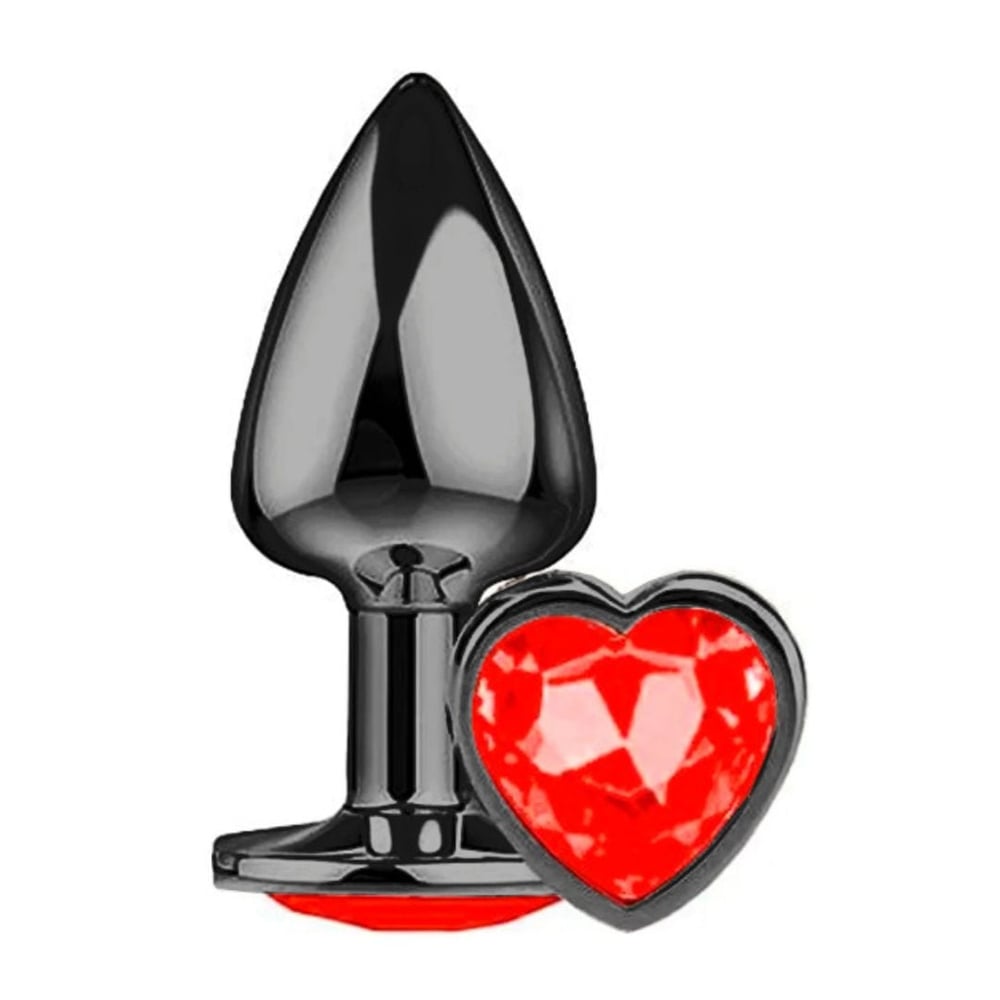 Plug Anal Pequeno Preto Com Pedra Formato De Coração Delicious