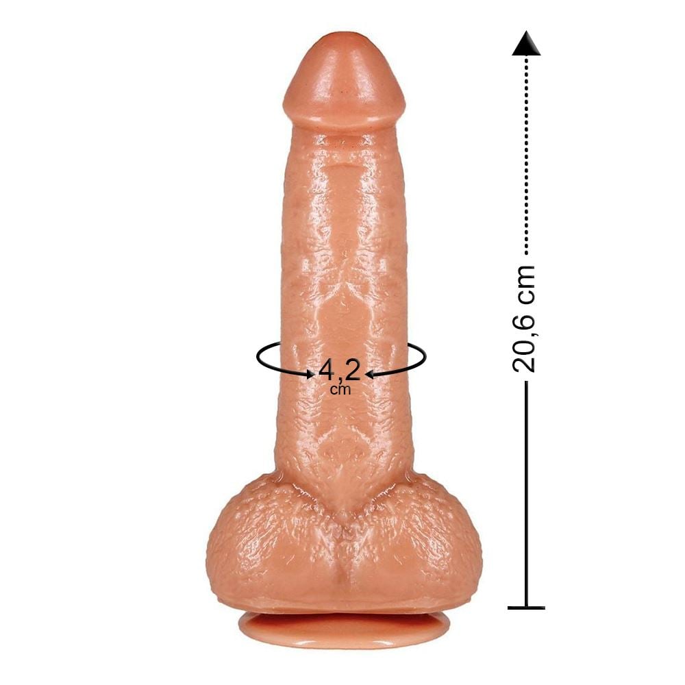 Prótese Com Escroto E Ventosa 20,6 X 4,2cm Prazer & Cia