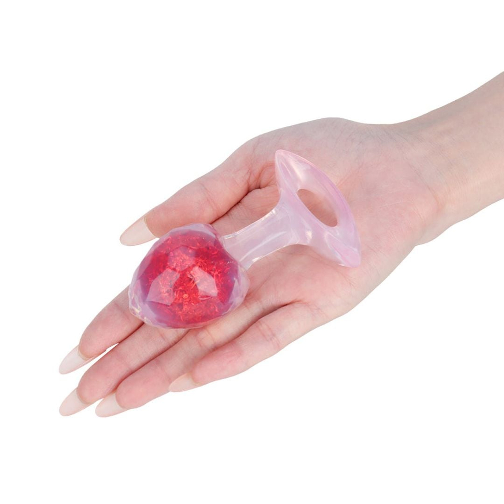 Plug Anal Diamante Pequeno Em Silicone Com Esfera De Vidro Interno