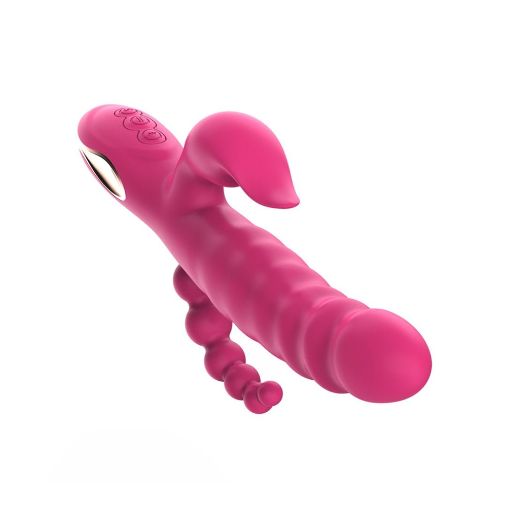 Vibrador Ponto G Sliding Com Plug Anal 7 Vibrações E 3 Modos De Vai E Vem Pleasure