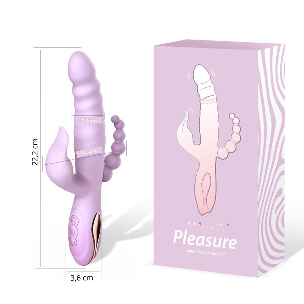 Vibrador Ponto G Sliding Com Plug Anal 7 Vibrações E 3 Modos De Vai E Vem Pleasure