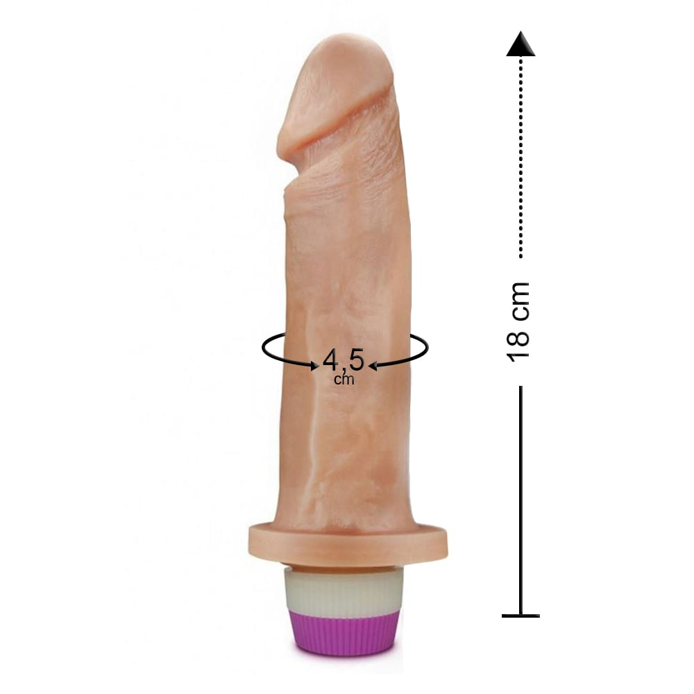 Pênis Realístico Com Vibro Interno 18 X 4,5cm Linha Pura Luxúria Sexy Fantasy