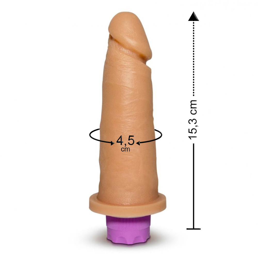 Pênis Realístico Recarregável 15,3 X 4,5cm Com 12 Vibrações Sexy Fantasy