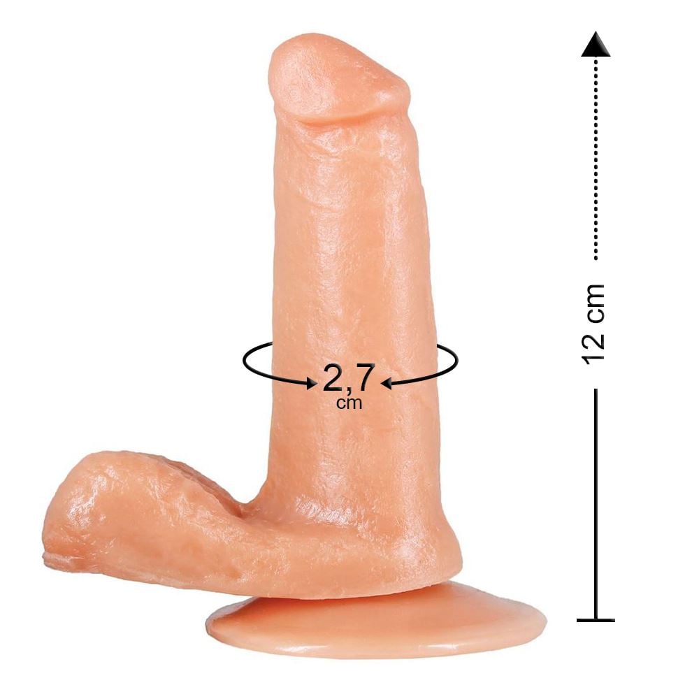 Prótese Com Escroto E Ventosa 12 X 2,7cm Prazer & Cia