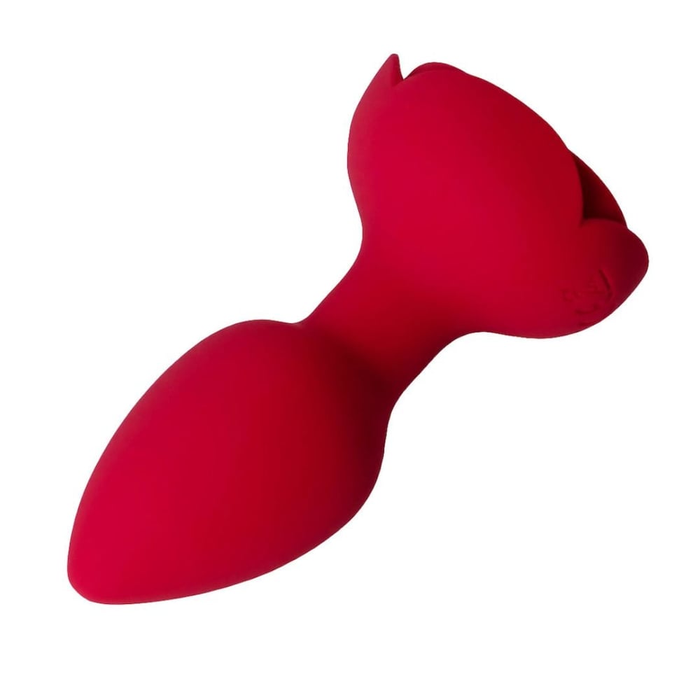 Plug Anal De Silicone Formato De Flor Com Led 10 Modos De Vibração E Rotação