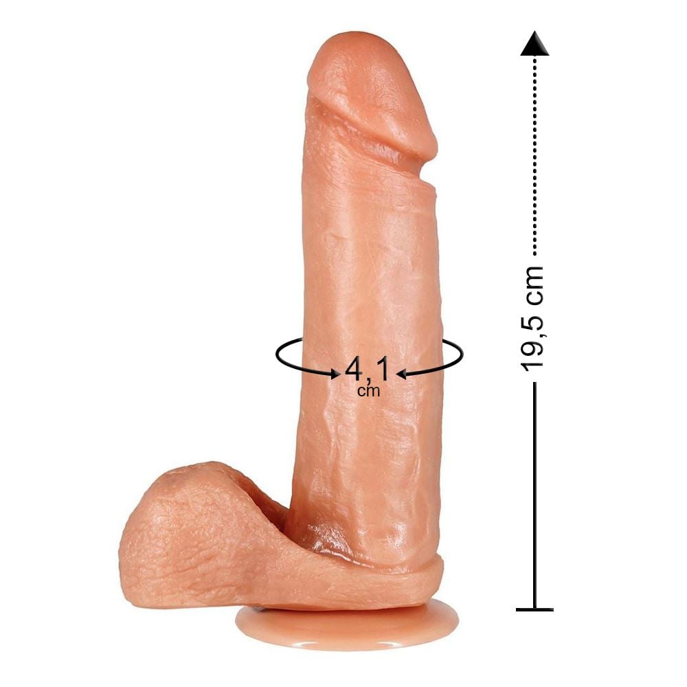 Prótese Com Escroto E Ventosa 19,5 X 4,1cm Prazer & Cia
