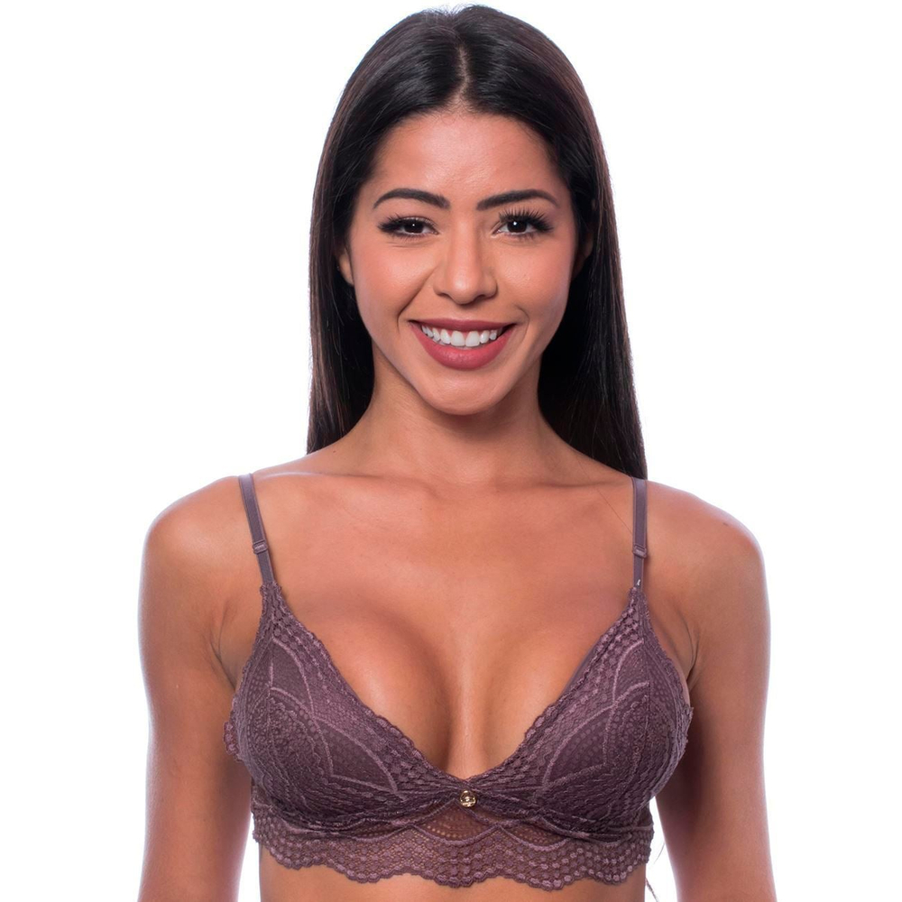 Sutiã Top Triângulo Com Bojo Removível Renda Linha Charme Nayane