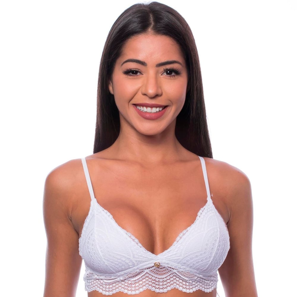 Sutiã Top Triângulo Com Bojo Removível Renda Linha Charme Nayane