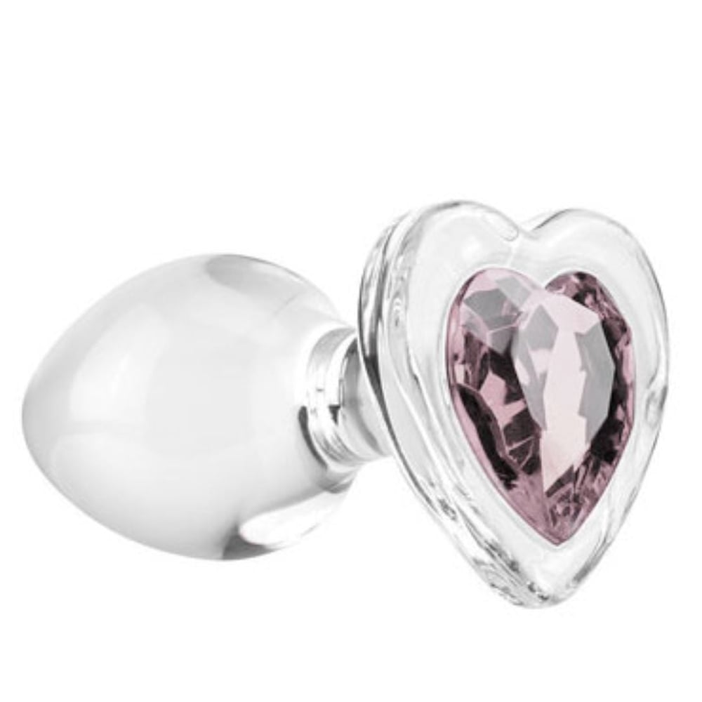 Plug Anal De Vidro Grande Com Pedra Brilhante Formato Coração