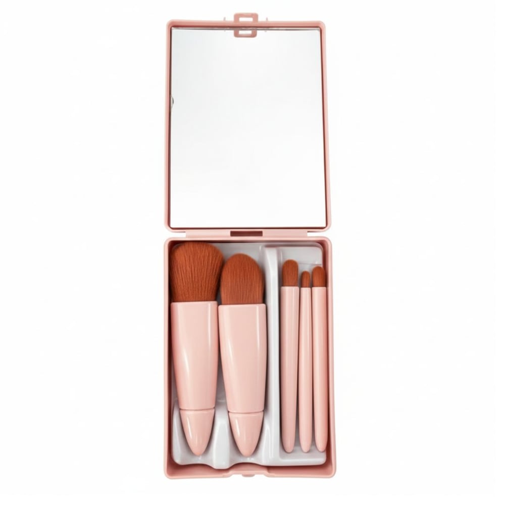 Estojo Com 5 Pincéis Para Maquiagem E Espelho Vibe Toys