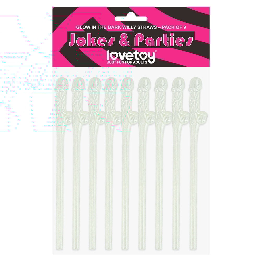 Kit 9 Canudos Formato De Pênis Willy Brilha No Escuro Vibe Toys