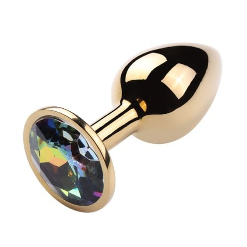 Plug Anal Pequeno Em Metal Dourado Com Pedra Vibe Toys