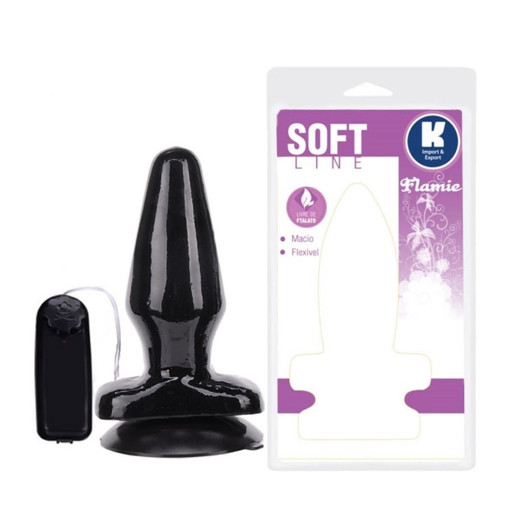 Plug Anal Com Vibro E Ventosa 13,5cm Soft Line Ktoy