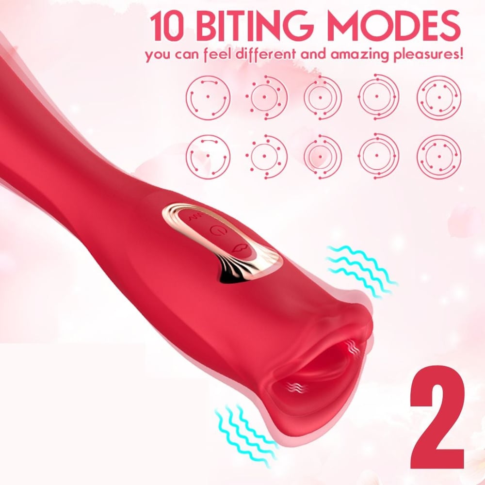 Vibrador 2 Em 1 Formato De Boca 10 Modos De Estimulação E 7 Modos De Vibração