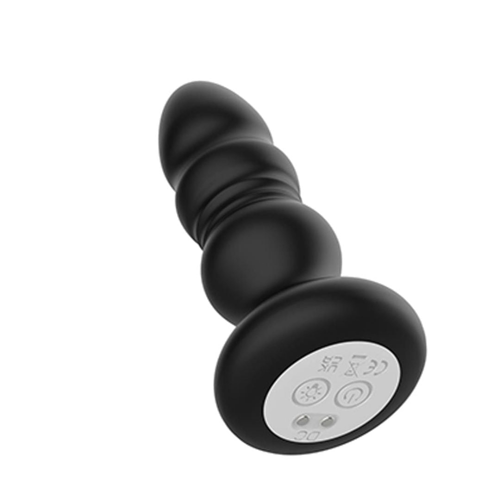 Plug Anal Escalonado Em Silicone Com Led 9 Modos De Vibração E Movimetos De Vai E Vem