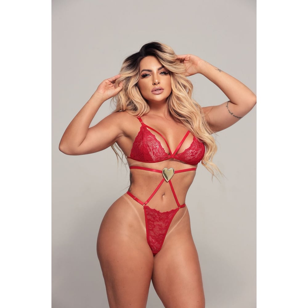 Body Sensual Amável Com Ligas Coleção Valentines Day Mil Toques