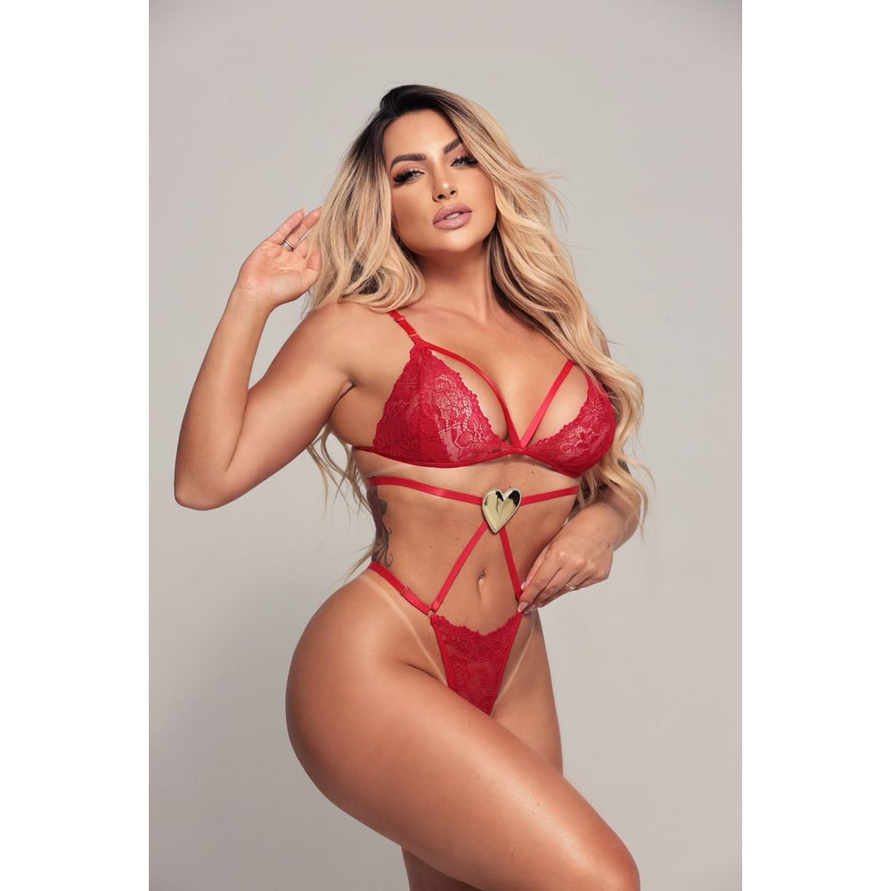 Body Sensual Amável Com Ligas Coleção Valentines Day Mil Toques