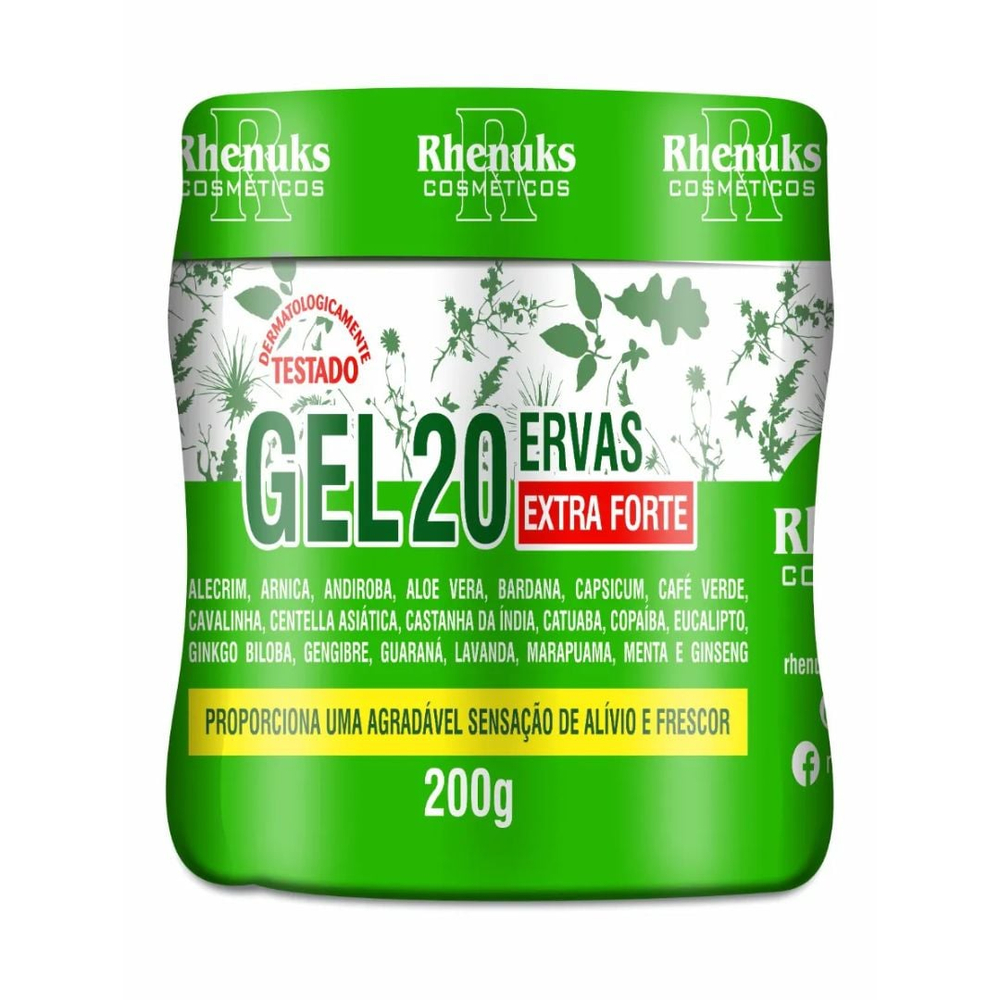 Gel 20 Ervas Extra Forte 200g Rhenuks Cosméticos